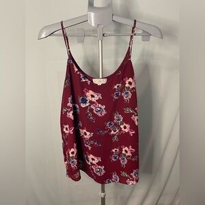 Pink Republic Floral‎ Burgundy Spaghetti Strap Top Size XL
